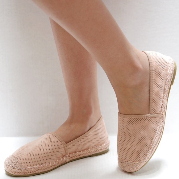 Shoes - New Blush Pink Perforated Slip On Espadrille Flats